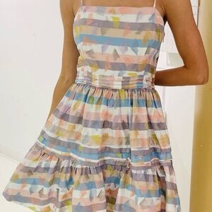 New WILLA STORY Maura pastel sundress smocked back lined tiers sorority rush